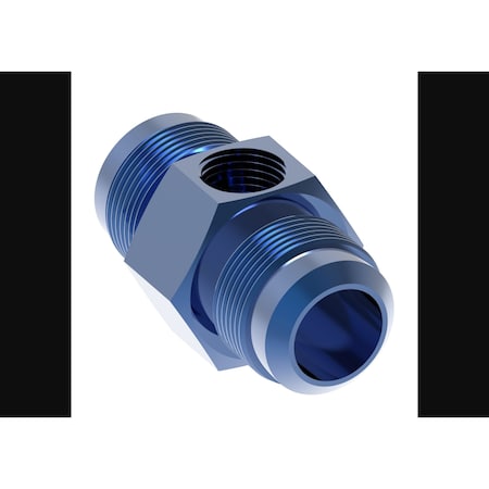 Aeroquip -6 AN Male To -6 AN Male, Straight, 1/8 Inch NPT Side Port, Anodized, Blue, Aluminum, Single FCM2183